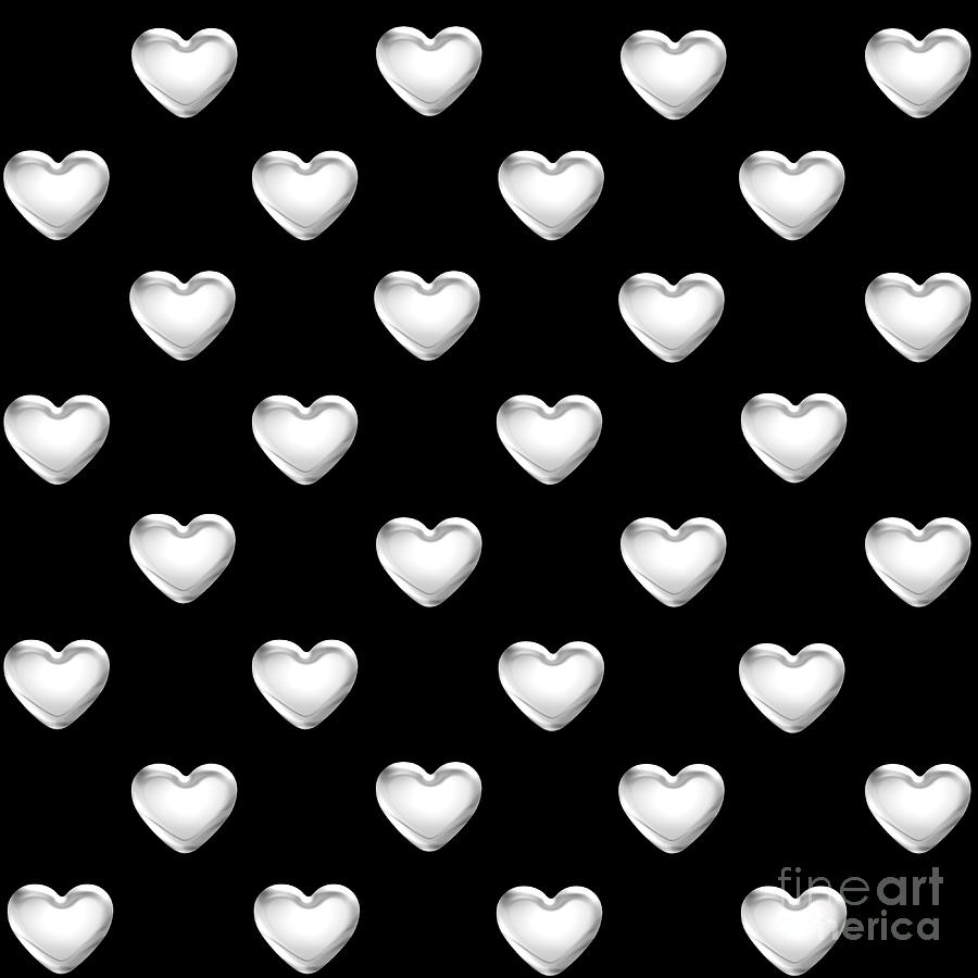 Silver Hearts on a Black Background Saint Valentines Day Love and Romance Digital Art by Rose Santuci-Sofranko