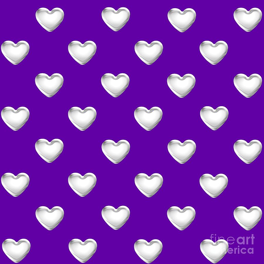 Silver Hearts on a Purple Background Saint Valentines Day Love and Romance Digital Art by Rose Santuci-Sofranko