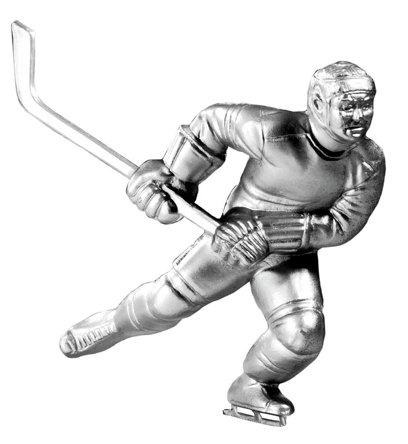 Hockey Drawing - Silver Hockey Player Skating by CSA Images