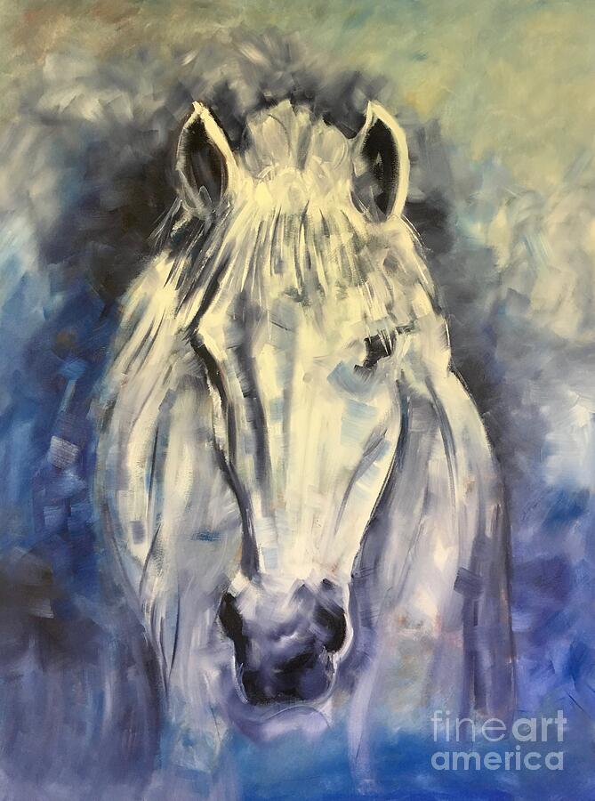 Silver Horse Painting by Alan Metzger
