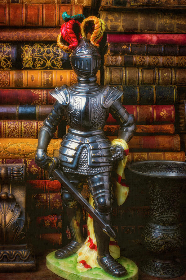 Silver Knight And Old Books Photograph by Garry Gay