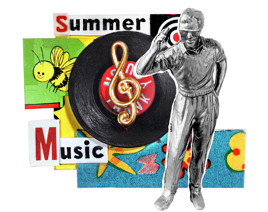 Music Drawing - Silver Man With Summer Music Collage by CSA Images