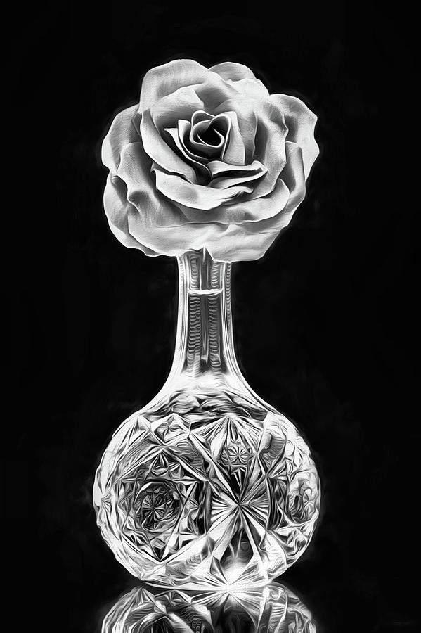 Silver Rose Still Life Digital Art by JC Findley