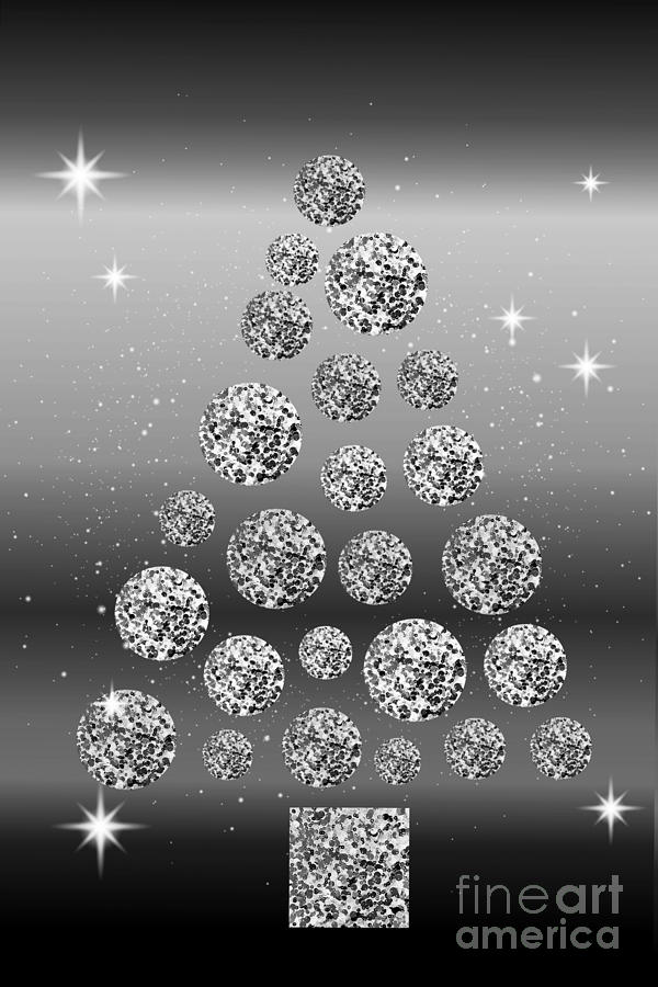 Silver Sequined Christmas Tree Digital Art by Rachel Hannah