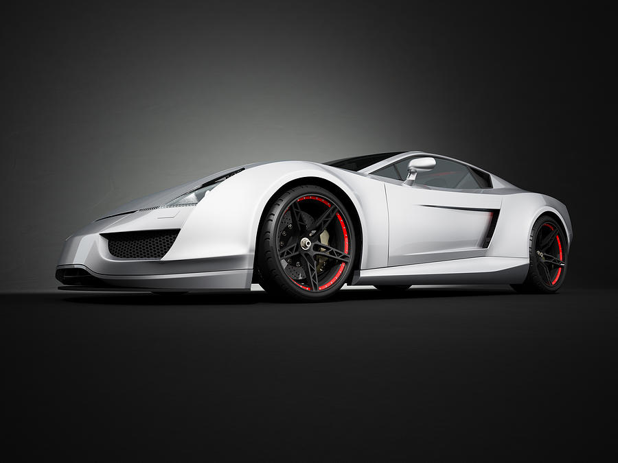 Silver Sport Car On Black Studio Photograph by Firstsignal Silver Sport Car On Black Studio Photograph by Firstsignal