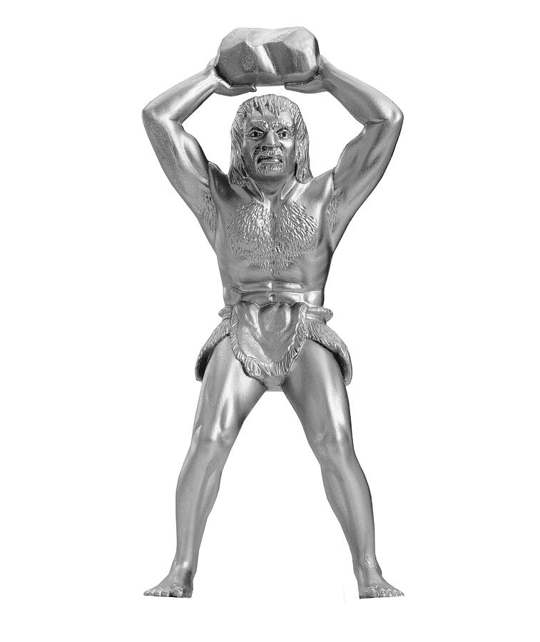 Silver Statue of a Primitive Man Drawing by CSA Images Fine Art America