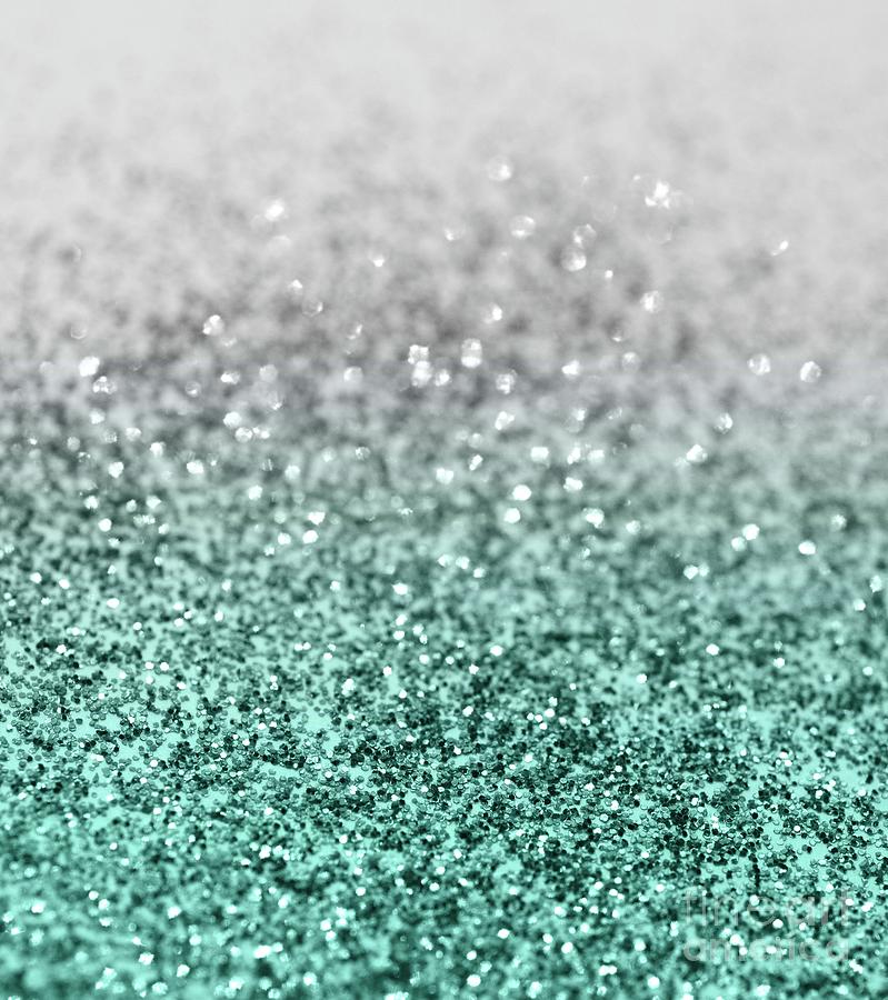 Silver Teal Ocean Glitter Glam #1 #shiny #decor #art Photograph by Anitas a...