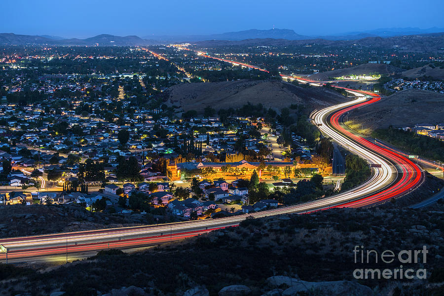Los Angeles Photograph - Simi Valley California Twilight View by Trekkerimages Photography