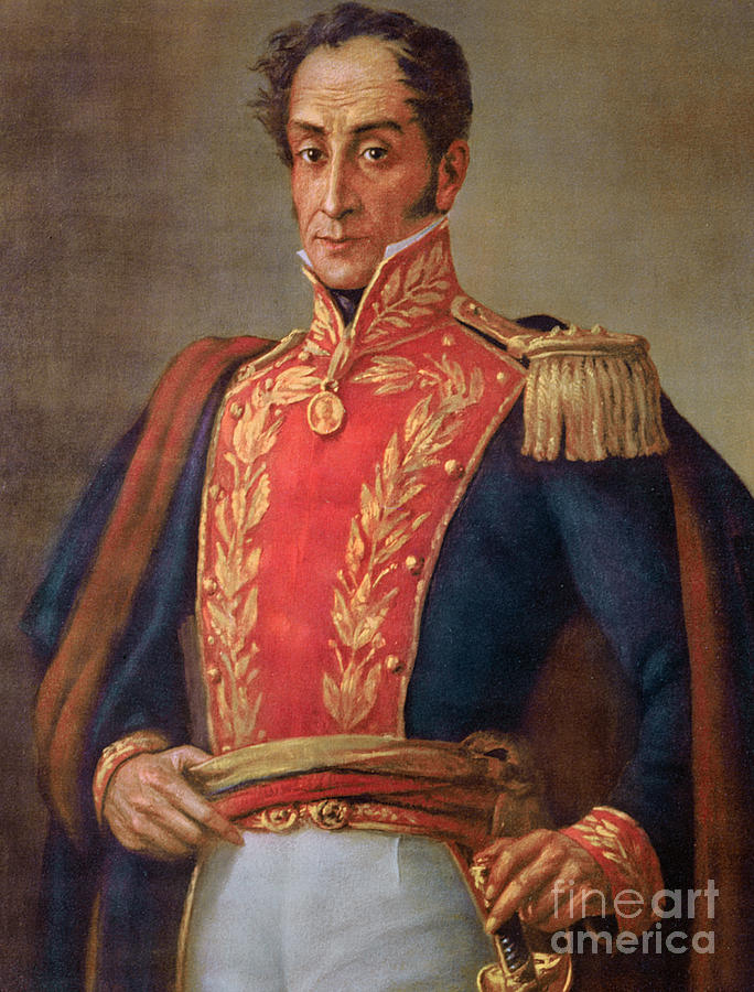 Simon Bolivar, chromolitho Painting by French School