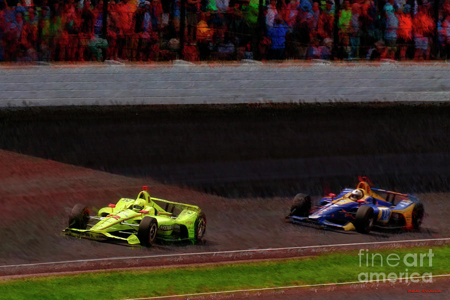  Simon Pagenaud Leads  Alexander Rossi Last Lap 2019 Indy 500 2019 Photograph by Blake Richards