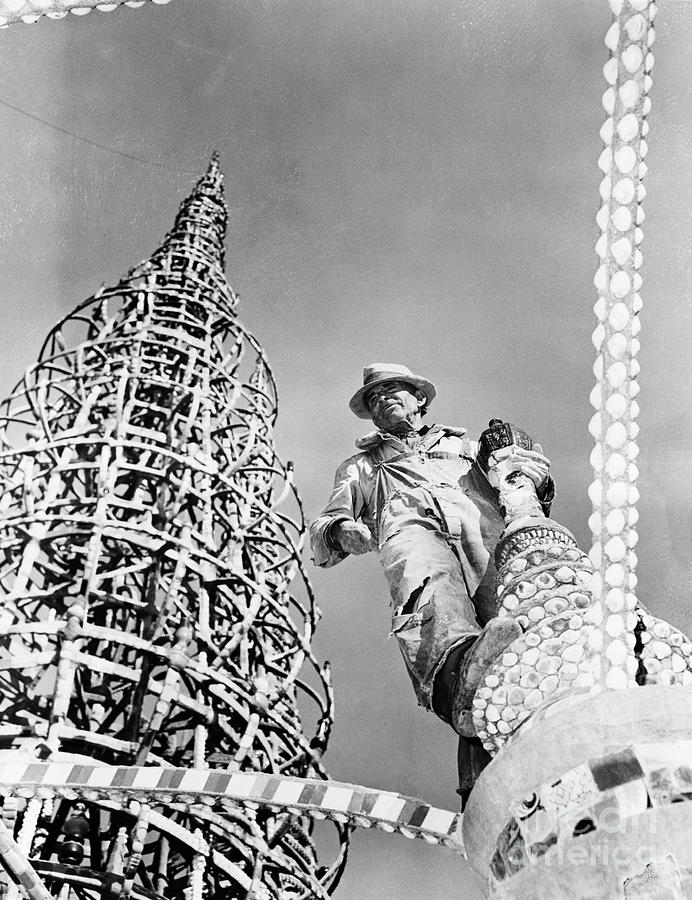 Simon Rodia And His Watts Towers Photograph by Bettmann