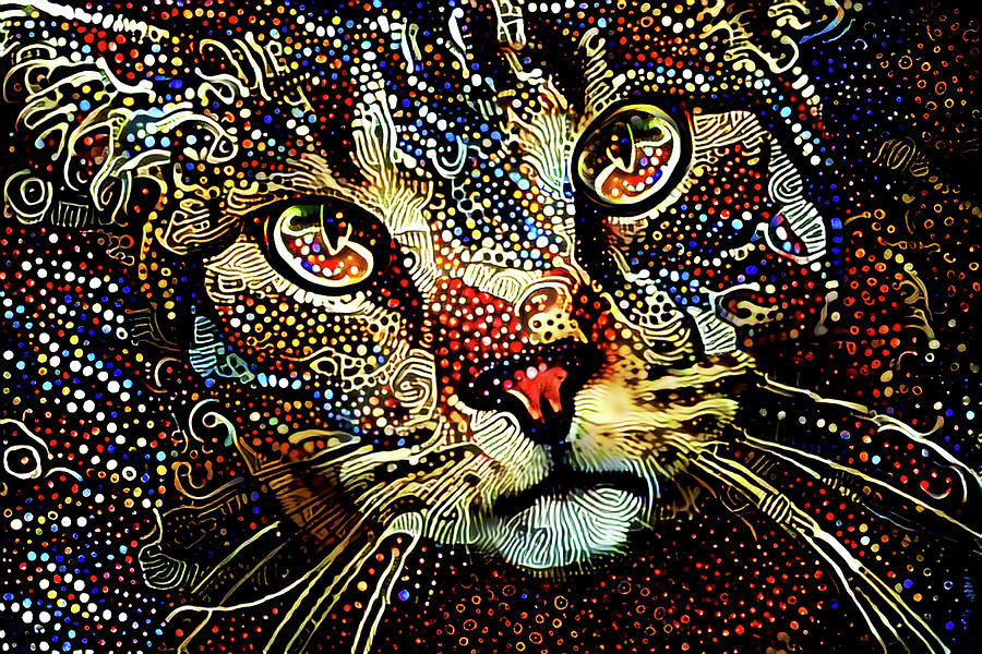 Simon the Tabby Cat Digital Art by Peggy Collins