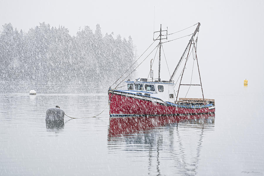 Fishing Boats Photograph - Simone and Rachel Snowy Mooring by Marty Saccone