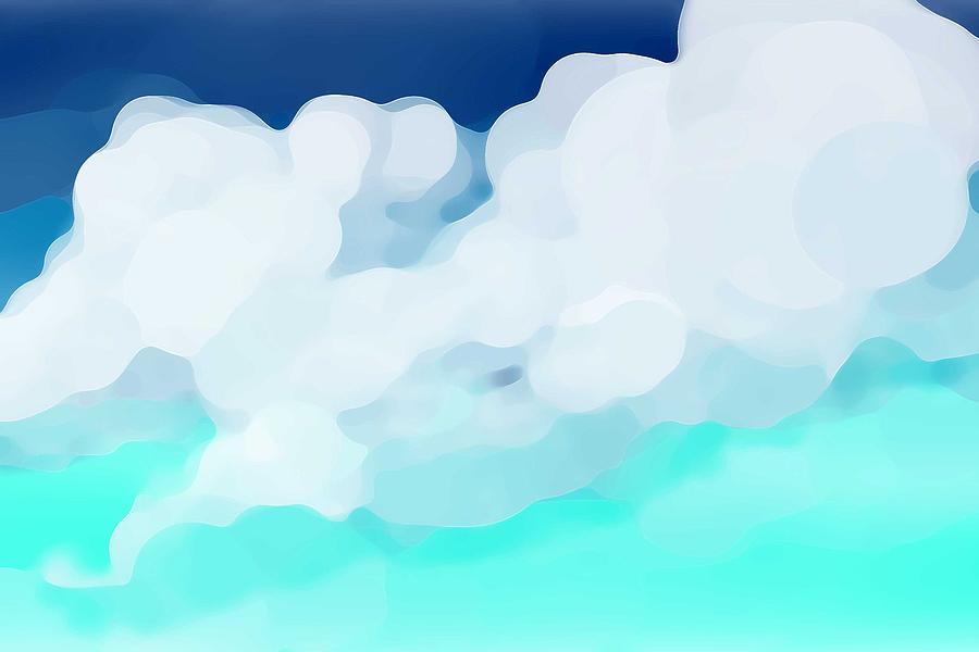 Nature Digital Art - Simple background landscape with clouds by Elena Sysoeva