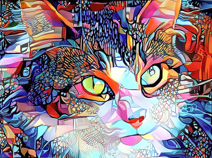 Simple Cat Colors Eye Popping Digital Art by Don Northup