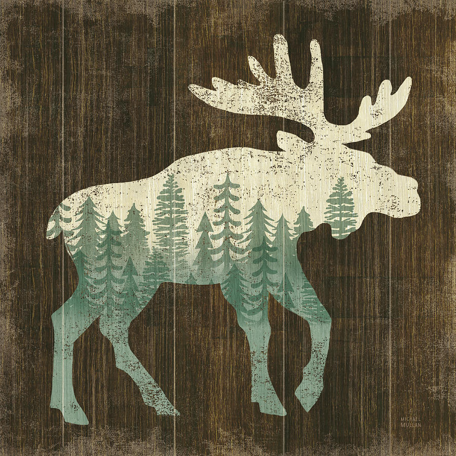 Animal Mixed Media - Simple Living Moose Silhouette by Michael Mullan