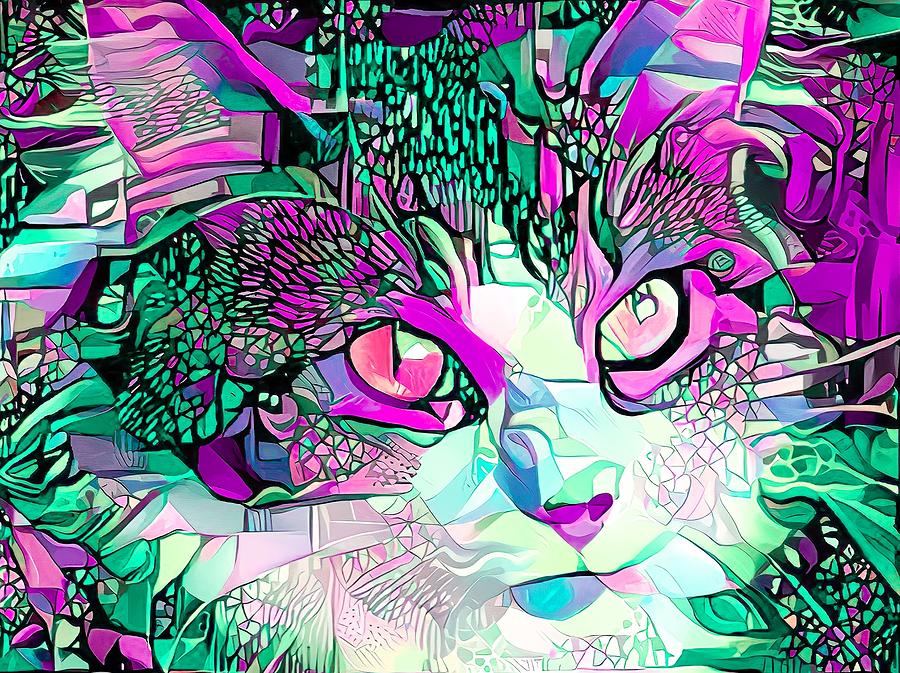 Simple Magenta Cat Colors Digital Art by Don Northup