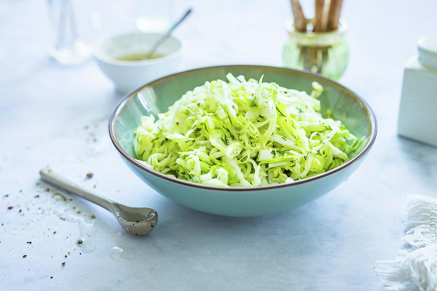 Simple Polish Style Spring Cabbage And Dill Salad Photograph by Osmykolorteczy