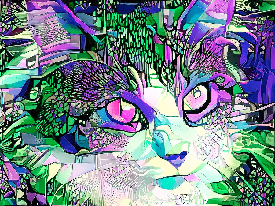 Surrealism Digital Art - Simple Purple Cat Colors by Don Northup