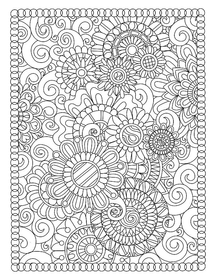 Floral Drawing - Simply Happy No Hidden Objects by Kathy G. Ahrens
