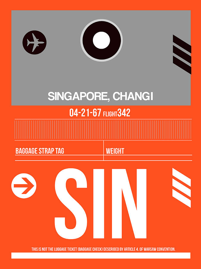 SIN Singapore Luggage Tag II Digital Art by Naxart Studio