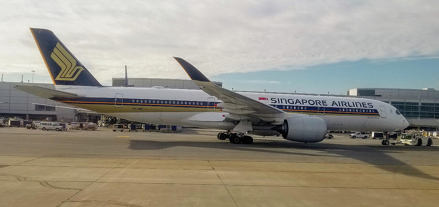 Airplane Photograph - Singapore Airlines Airbus A350 at San Francisco International Airport by Jamie Baldwin