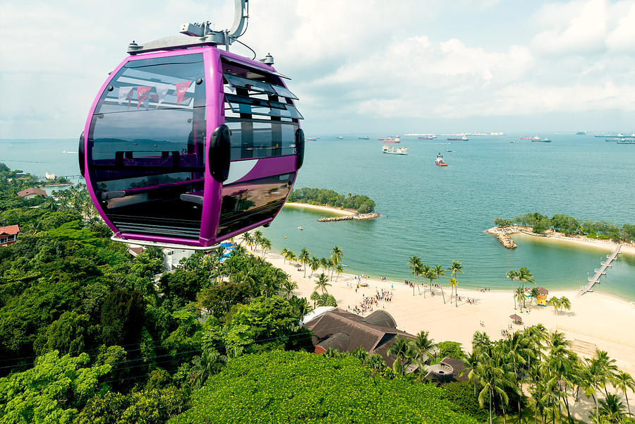 Landscape Photograph - Singapore Cable Car In Sentosa Island by Prasit Rodphan