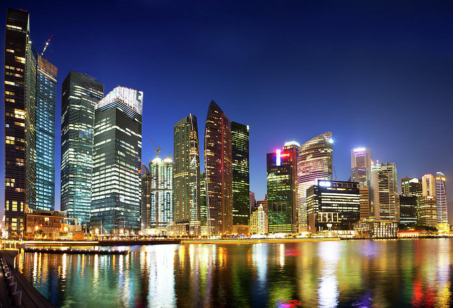 Singapore Marina Bayfront Blue Hour Photograph by Seng Chye Teo - Fine ...