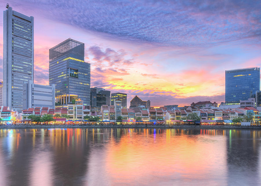 Singapore Riverside Sunset Photograph by Thant Zaw Wai