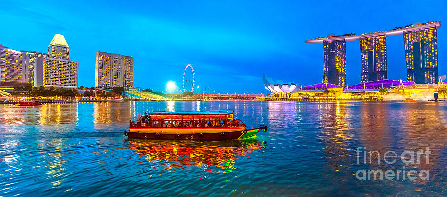 Singapore Skyline at evening Photograph by Benny Marty