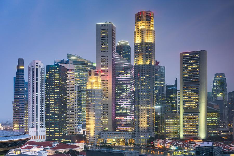 Skyscraper Photograph - Singapore Skyline View Of The Central by Sean Pavone