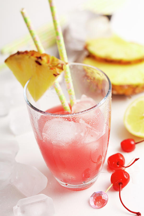 Singapore Sling With Gin, Cherry Liqueur, Grenadine, Pineapple, Orange