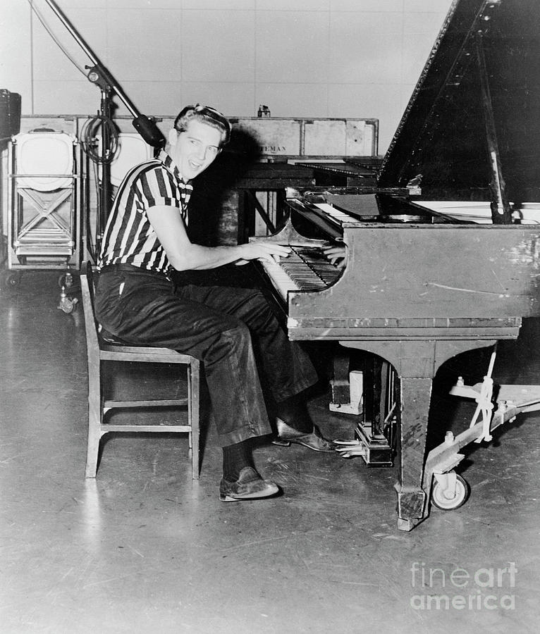 Singer Jerry Lee Lewis Playing Piano by Bettmann