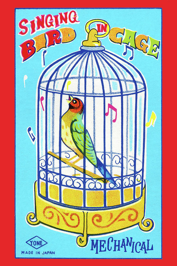 Singing Bird in Cage Painting by Unknown