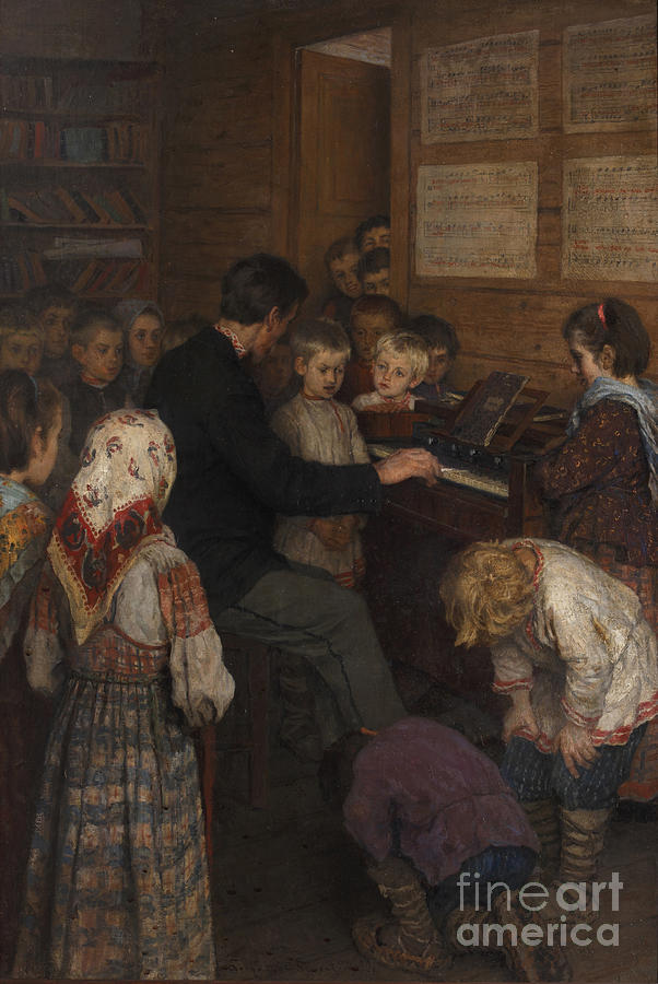Singing Lesson At The Village School Drawing by Heritage Images