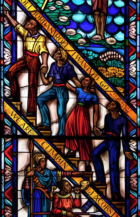 Singing Windows stained glass, designed by J&R Lamb, located in the University chapel at Tuskegee University, Tuskegee, Alabama Painting by Carol Highsmith
