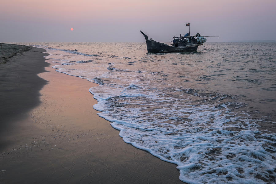 Fishing Boat With Bangladesh Flag Cox S Bazar Beach Photograph By