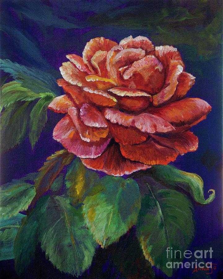 Single Red Rose Painting by AnnaJo Vahle