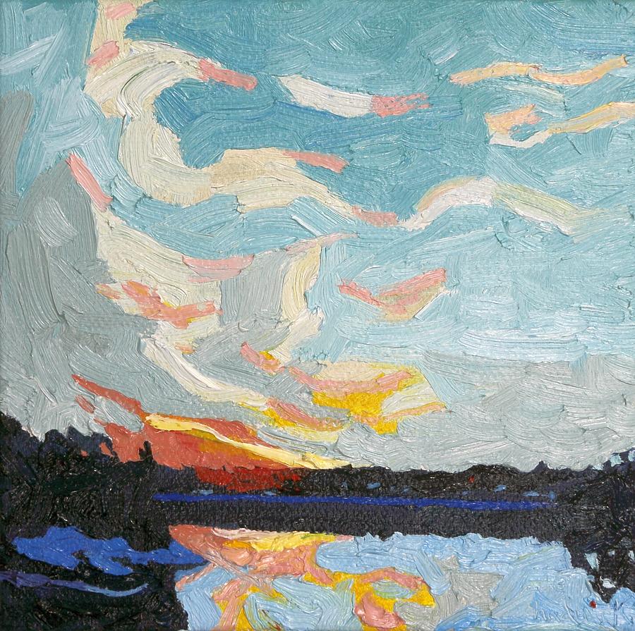 Singleton Winter Sky Sunset Painting by Phil Chadwick