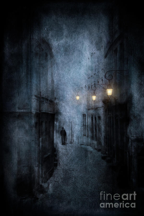 Dark Street Digital Art - Sinister Street by Ann Garrett