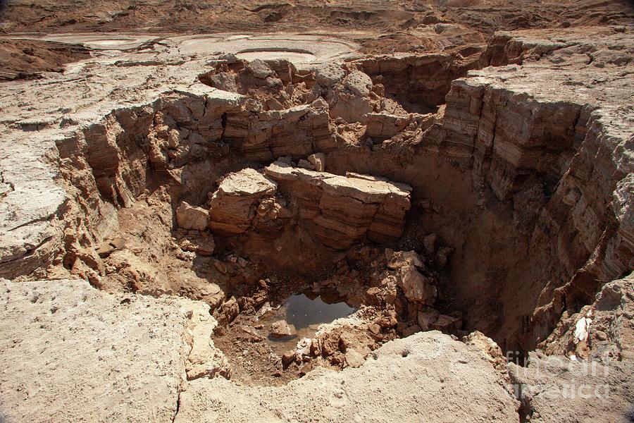 Nature Photograph - Sink Holes On The Shore Of The Dead Sea by Photostock-israel/science Photo Library