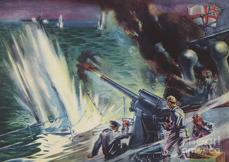 Sinking Of Hms Rawalpindi, 1939 Painting by English School