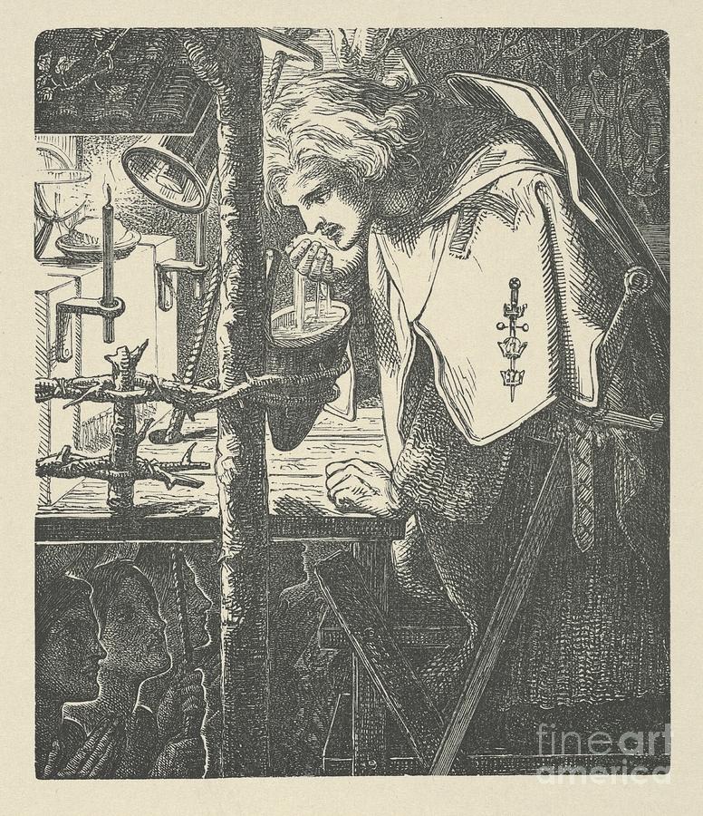 Sir Galahad, 1903 Wood Engraving Painting by Dante Gabriel Rossetti