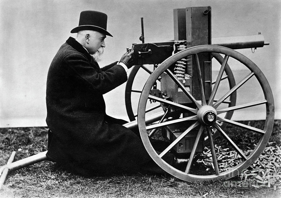Sir Hiram Maxim With His Maxim Machine Photograph by Bettmann