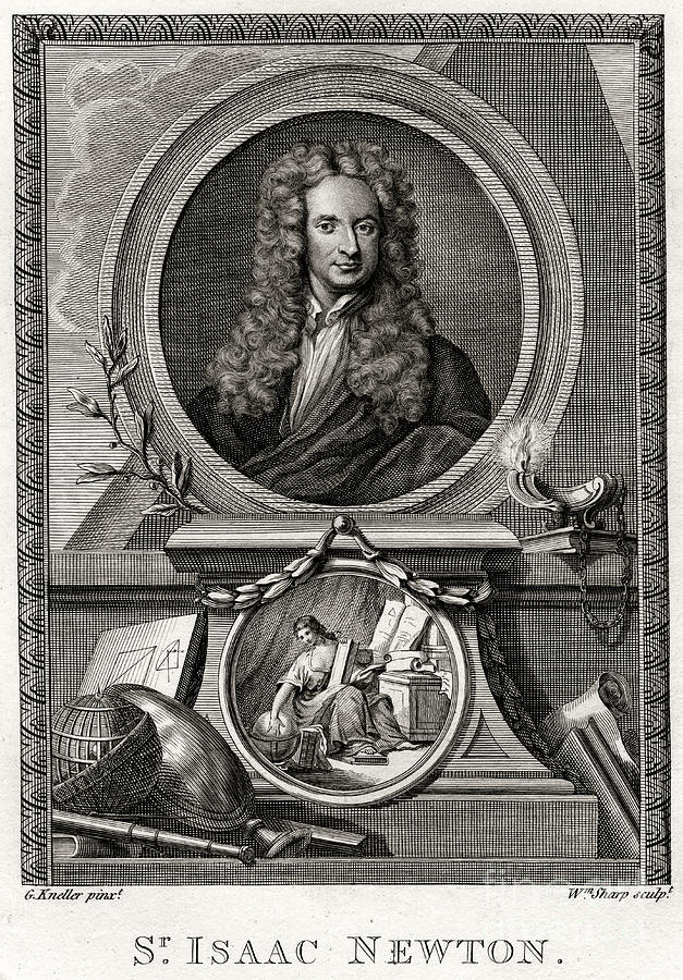 Sir Isaac Newton, 1774. Artist William Drawing by Print Collector
