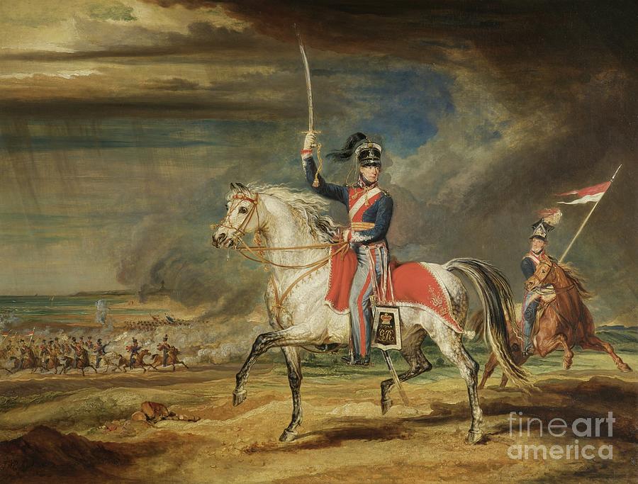 Horse Painting - Sir John Leicester, Bt, Exercising His Regiment Of Cheshire Yeomanry On The Sands At Liverpool, 1824 by James Ward