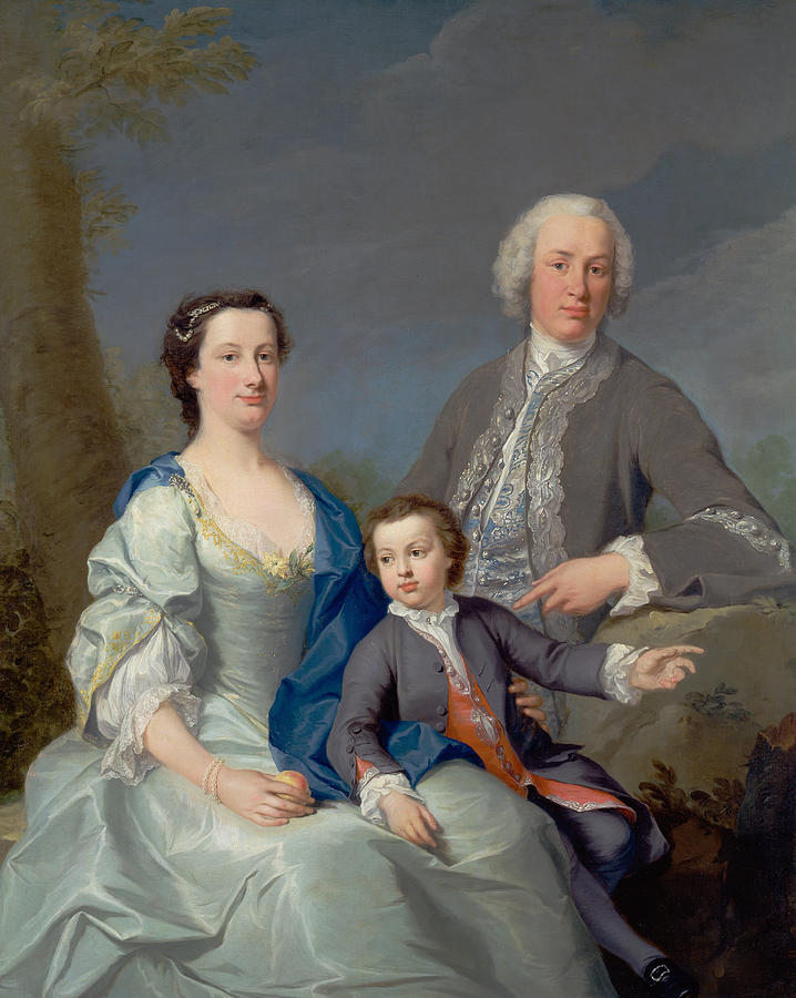 Sir Robert and Lady Smyth with Their Son, Hervey Painting by Andrea Soldi