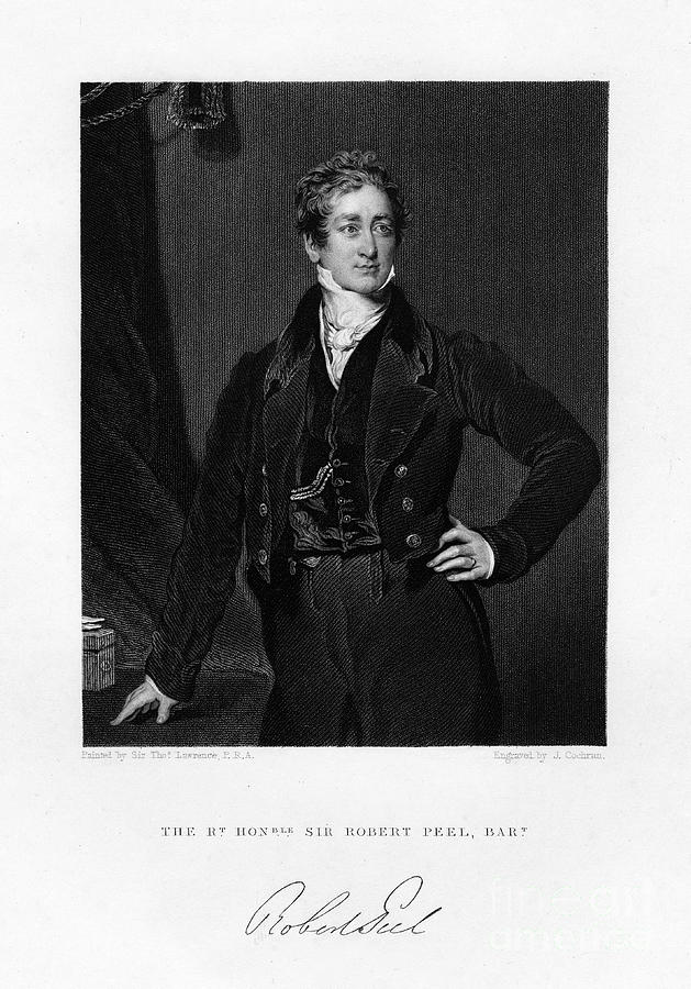 Sir Robert Peel, British Prime Drawing by Print Collector