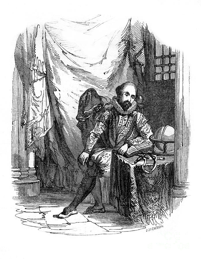 Sir Walter Raleigh In The Tower Drawing by Print Collector