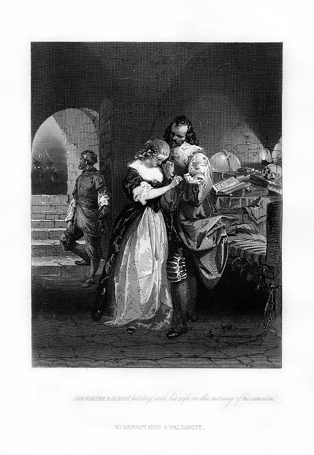 Sir Walter Raleigh Parting His Wife Drawing by Print Collector